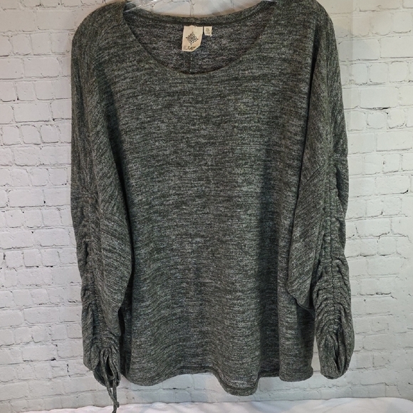 Alkamy Sweaters - Alchemation Alkamy Gray Ruched Sleeve Oversized Knit Sweater XL